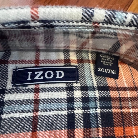 IZOD Mens 2XLT Big & Tall Button Down Plaid Shirt NEW with Tags NWT - Picture 2 of 5